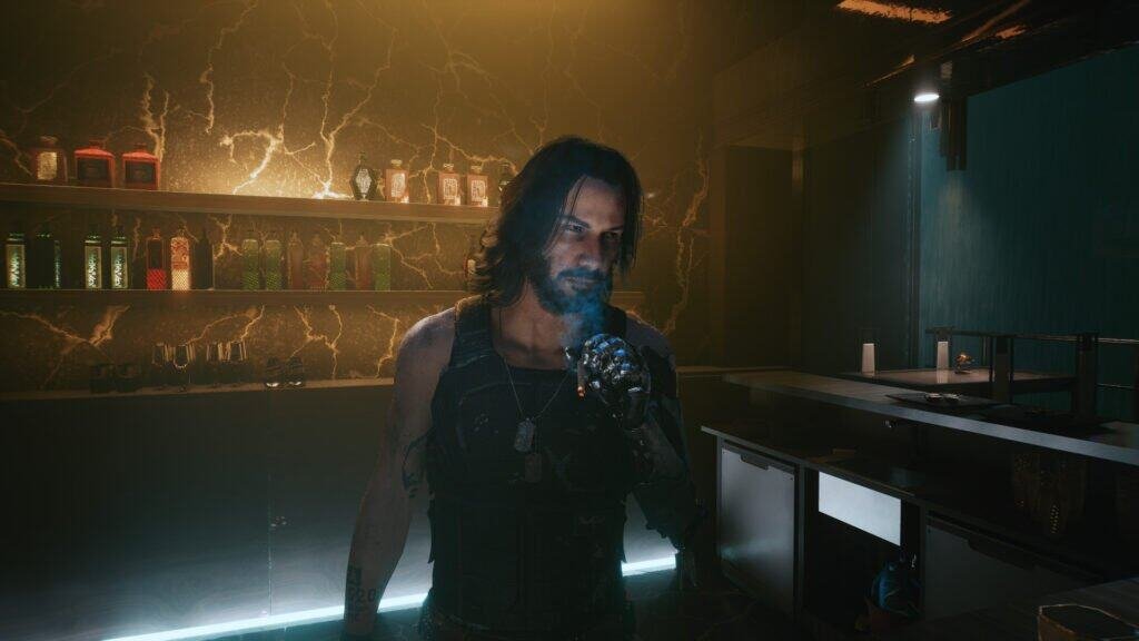 Johnny Silverhand somking